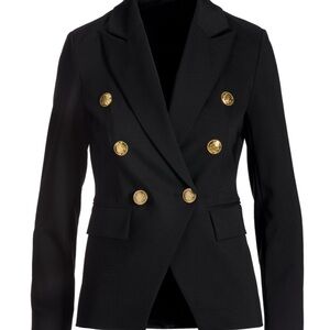 Boston Proper Black Double-Breasted Blazer with Gold Buttons